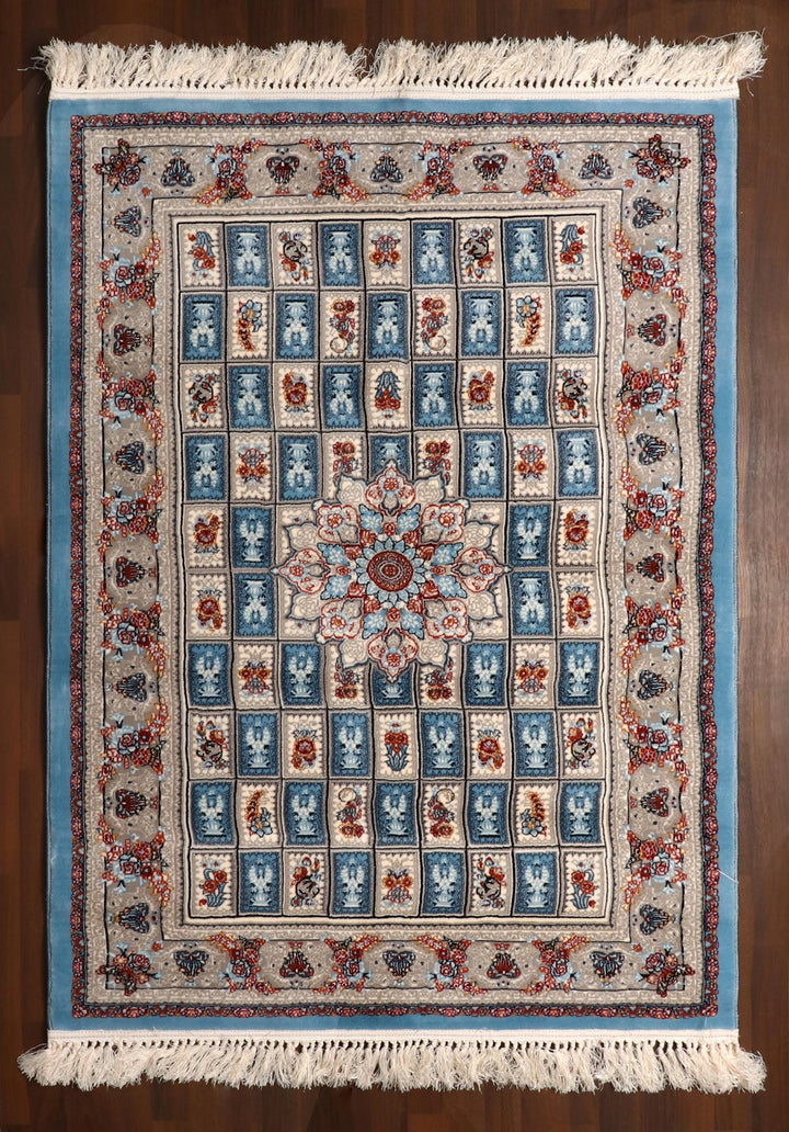 Traditional Persian Qum-Style Rug