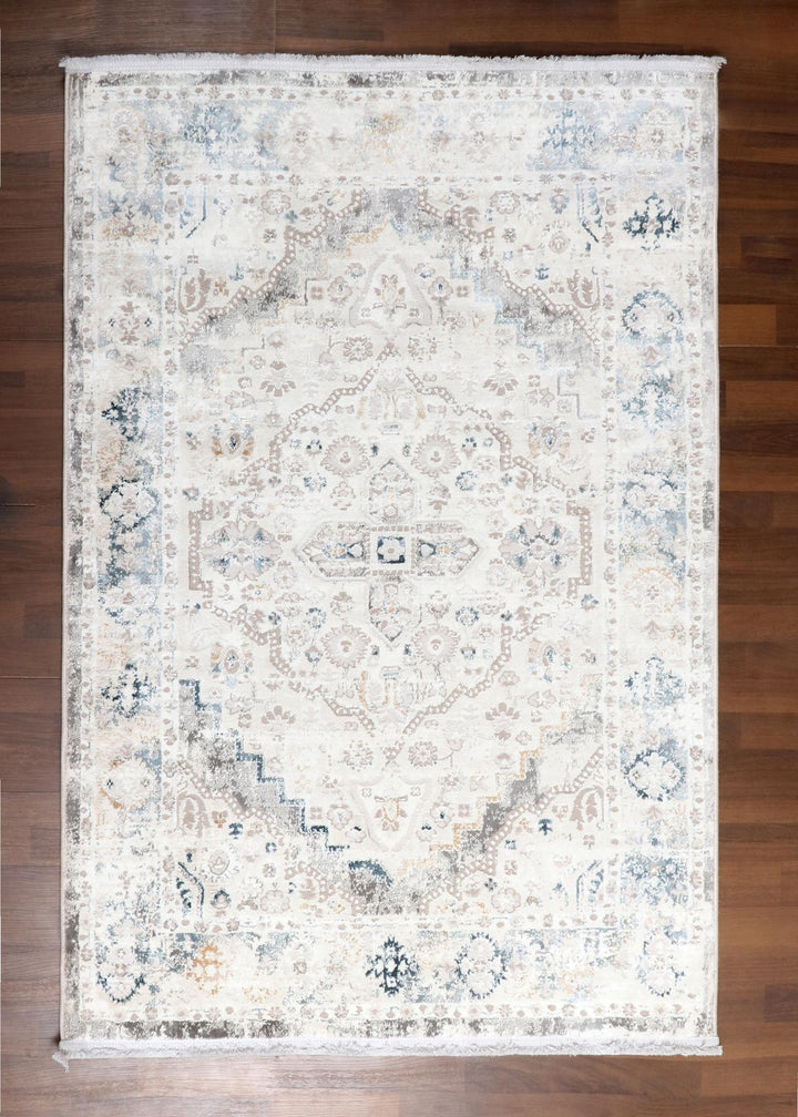 Turkish Central Maddelion Floral Rug with Luxurious Jute Backing