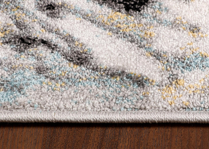 Turkish Modern Abstract Machine-Made Rug in Multicolor