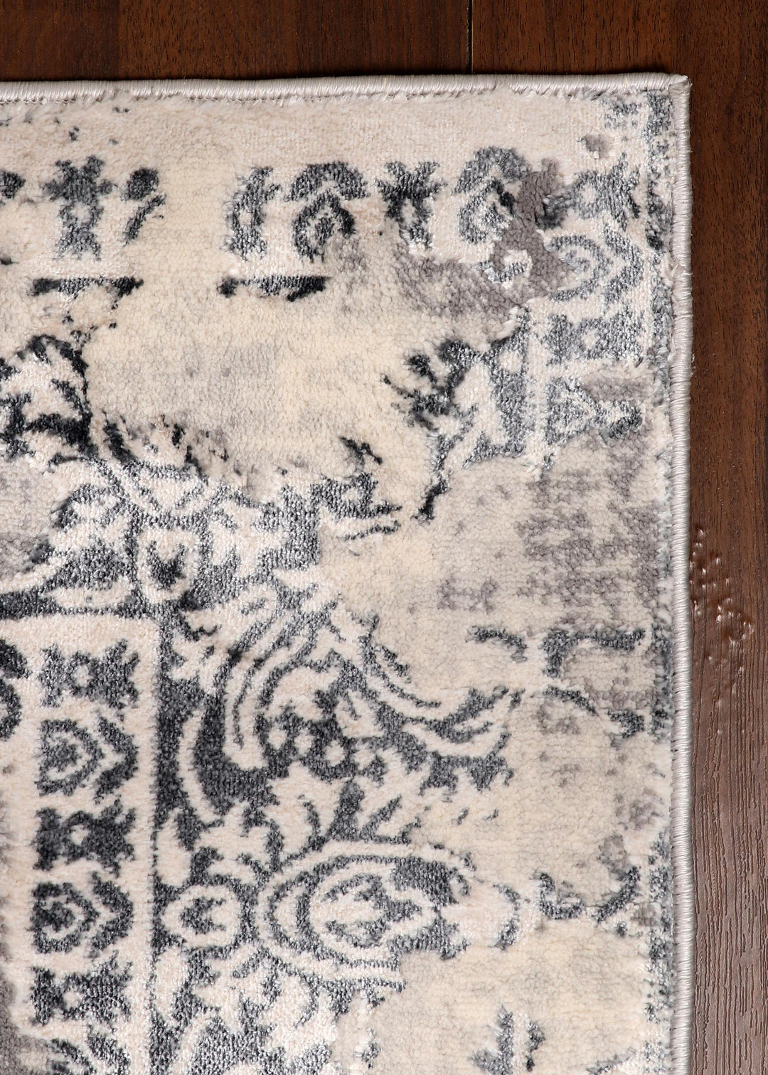 Turkish Presidential Machine-Made Rug in Pale Silver & Off-White Color