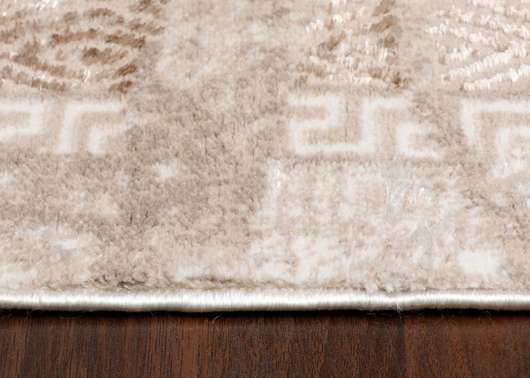 Turkish Elegant Abstract Area Rug with Jute Backing - Desert Sand