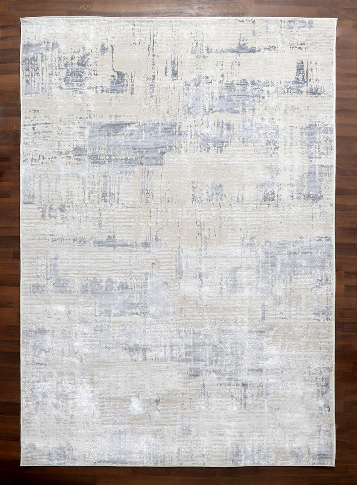 Turkish Modern Rug in Beige and Gray Abstract Pattern