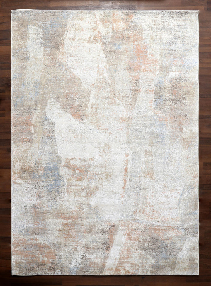 Turkish Modern Abstract Machine-Made Rug in Neutral Hues