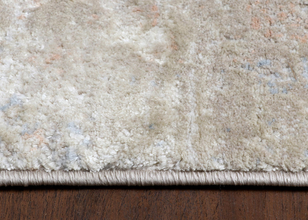 Turkish Modern Abstract Machine-Made Rug in Neutral Hues