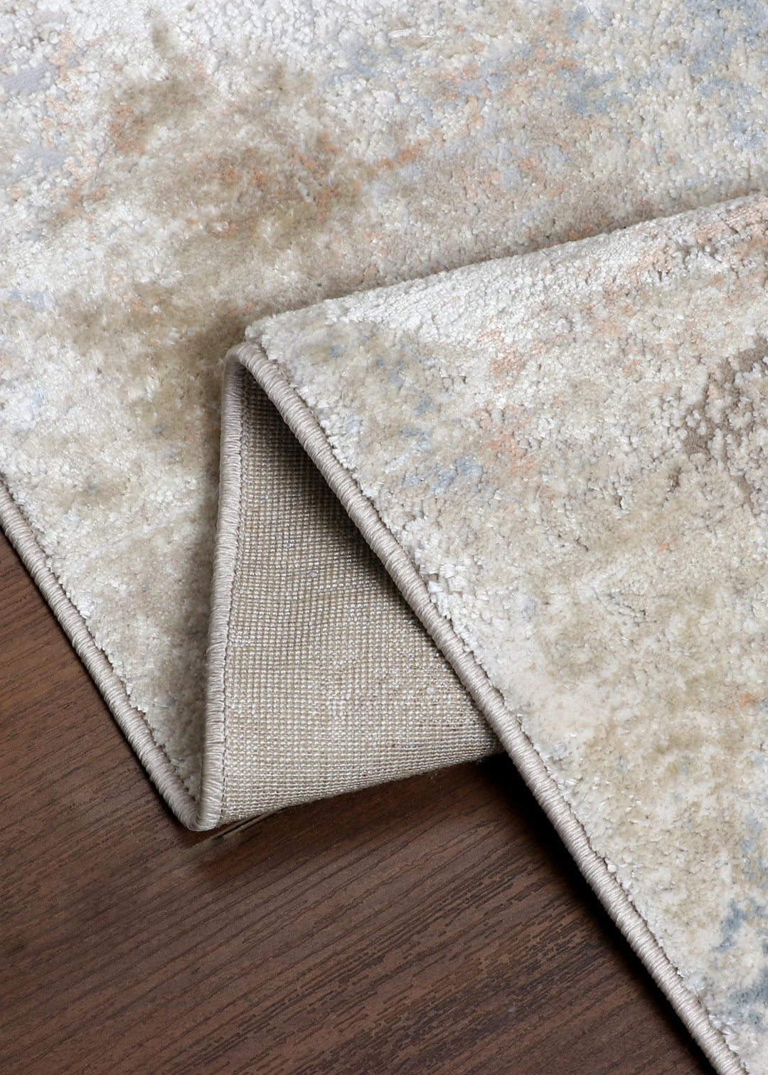 Turkish Modern Abstract Machine-Made Rug in Neutral Hues