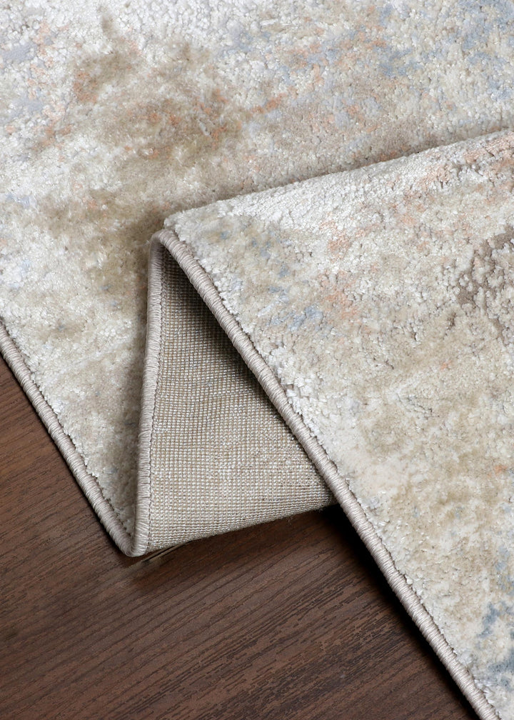 Turkish Modern Abstract Machine-Made Rug in Neutral Hues