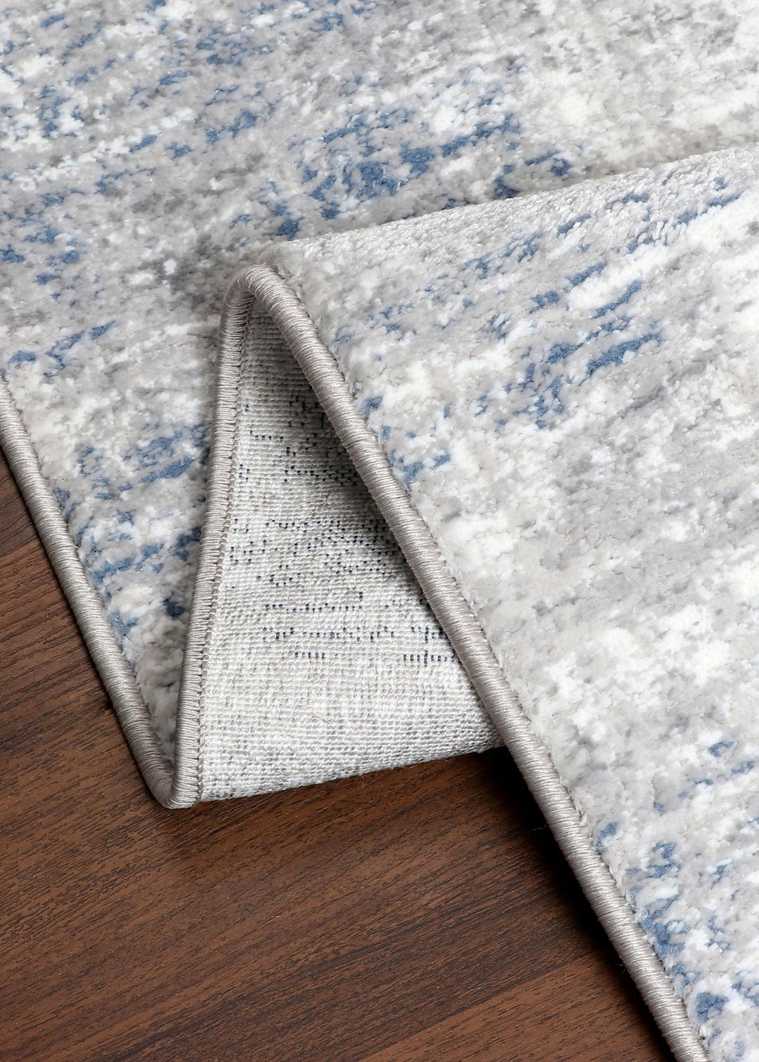 Turkish Subtle Abstract Blue and Grey Rug