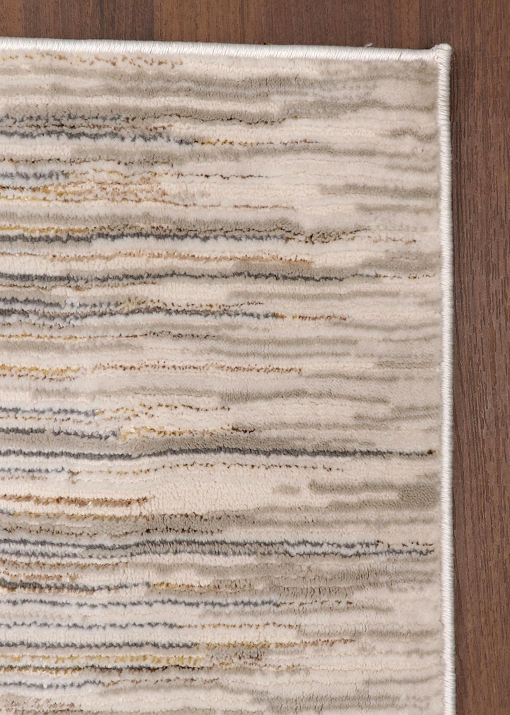 Gray-Gold Striped Turkish Runner