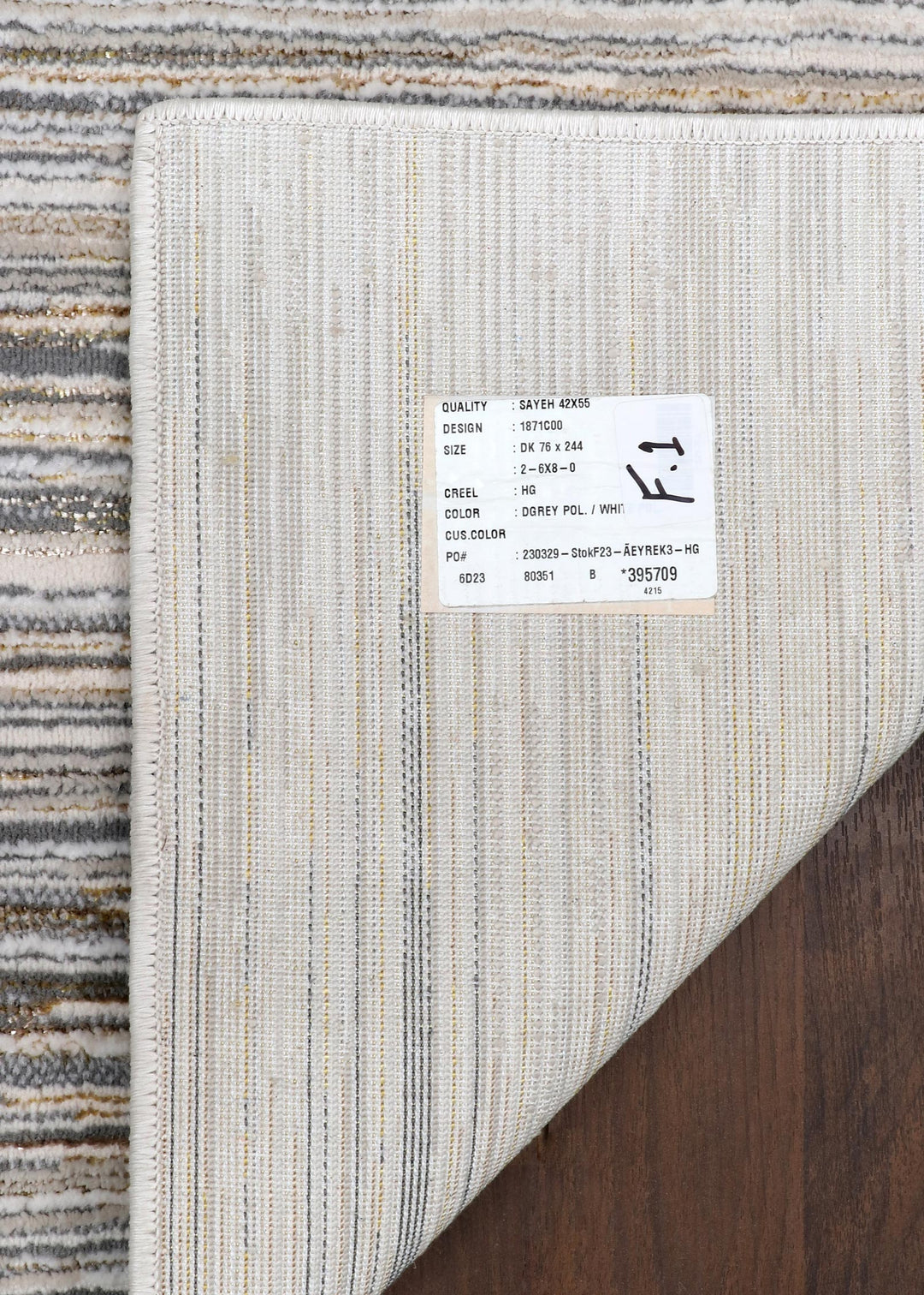 Gray-Gold Striped Turkish Runner