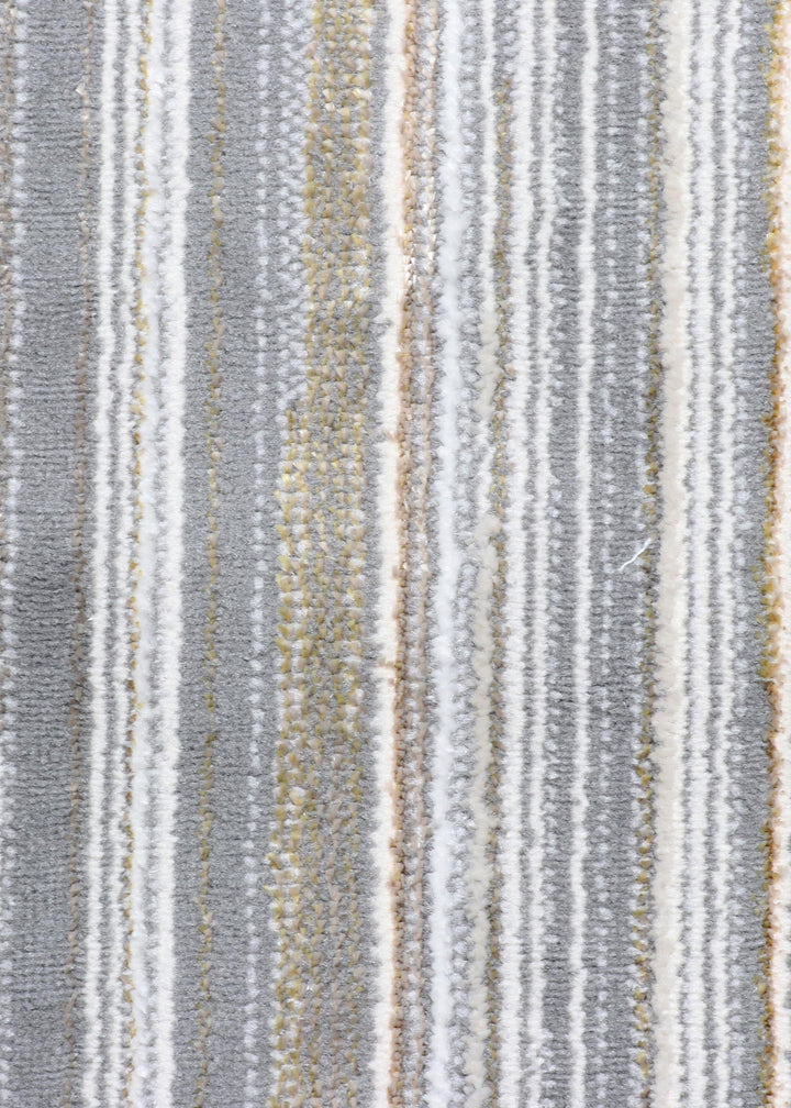 Gray-Gold Striped Turkish Runner