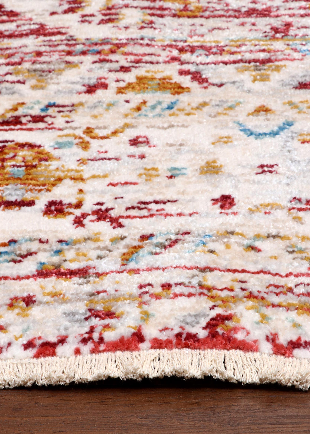 Turkish Vintage Red and Cream Abstract Rug