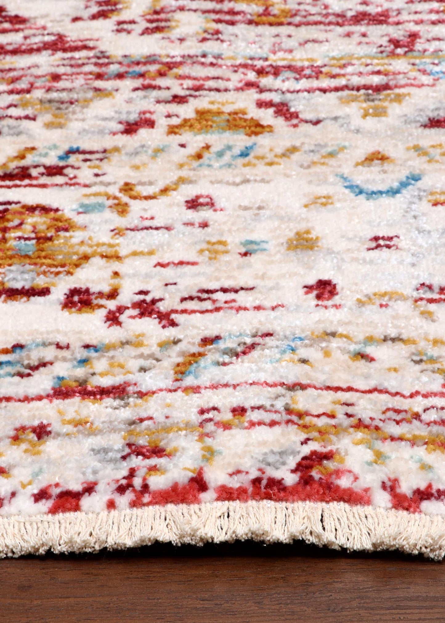Turkish Vintage Red and Cream Abstract Rug