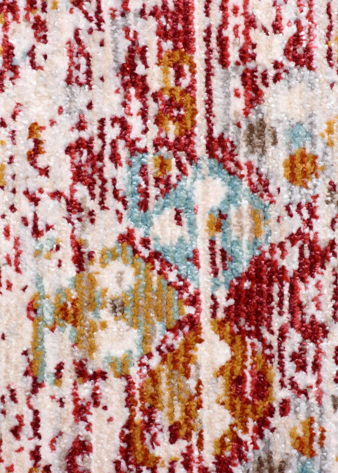 Turkish Vintage Red and Cream Abstract Rug