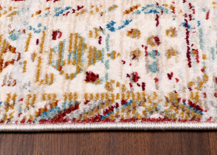 Turkish Vintage Red and Cream Abstract Rug