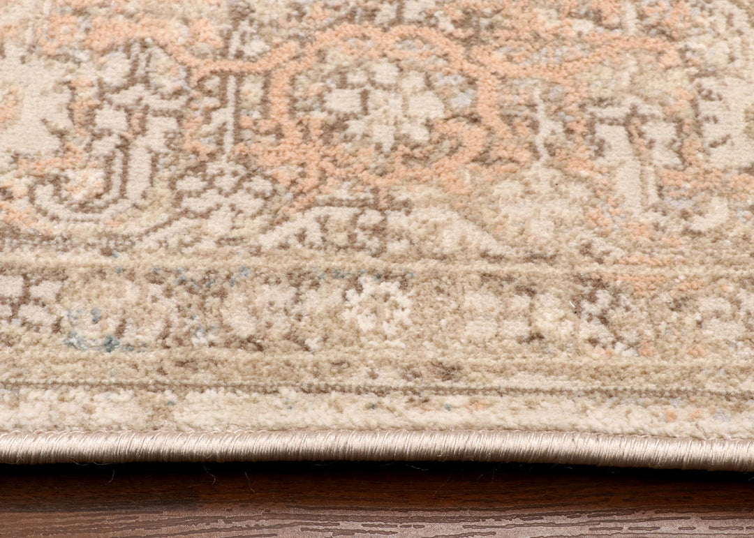 Turkish Oriental Area Rug in Ivory and Sunset