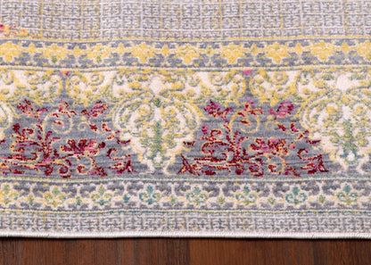 Luxury Turkish Palace Medallion Rug – Soft Grey with Gold & Blush Accents