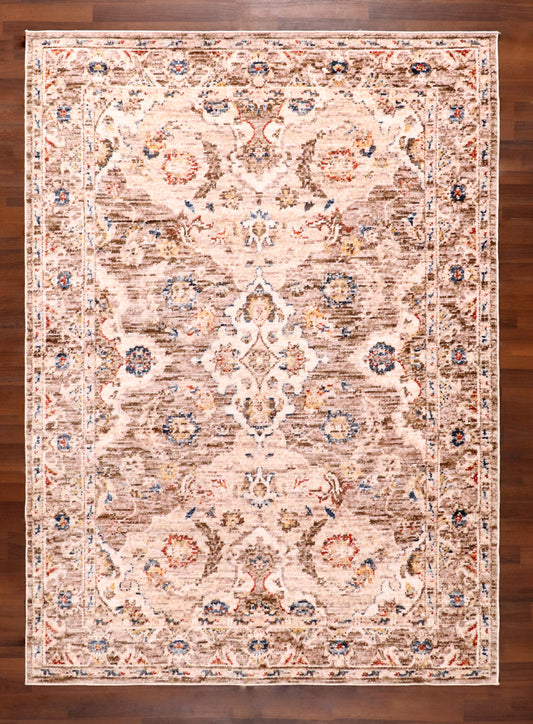 Vintage Turkish Medallion Rug – Soft Beige with Faded Traditional Motifs