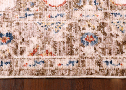 Vintage Turkish Medallion Rug – Soft Beige with Faded Traditional Motifs