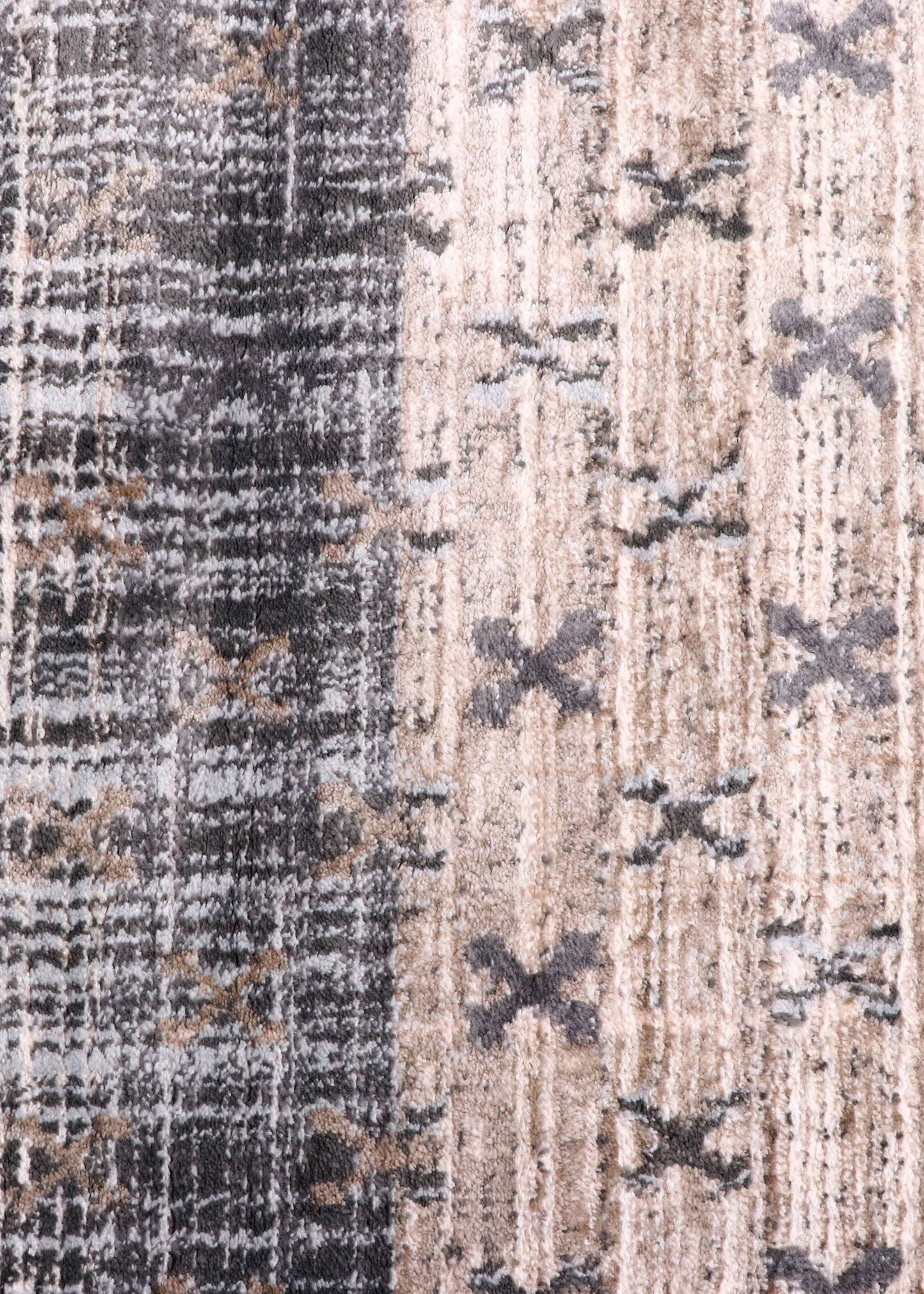 Luxury Turkish Distressed Medallion Rug – Ivory & Soft Grey with Subtle Gold Accents