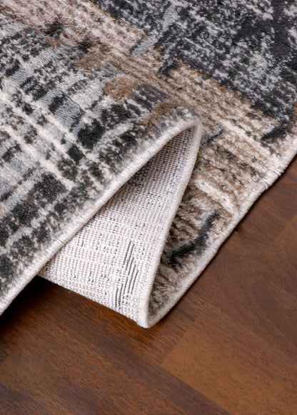 Luxury Turkish Distressed Medallion Rug – Ivory & Soft Grey with Subtle Gold Accents