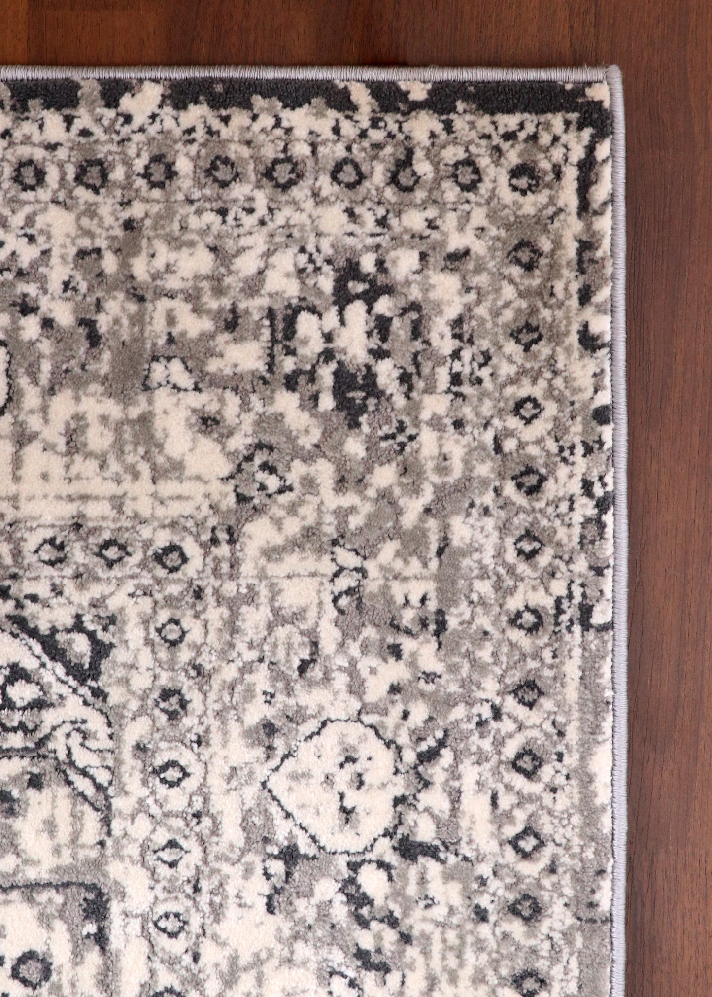 Vintage Turkish Medallion Rug – Distressed Grey Classic Design