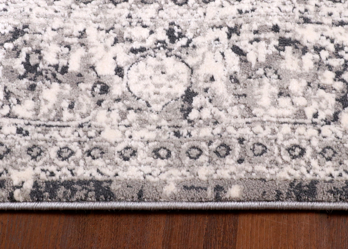 Vintage Turkish Medallion Rug – Distressed Grey Classic Design