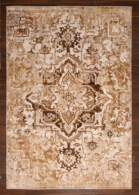 Turkish Oriental Style Distressed Vintage Medallion Rug
