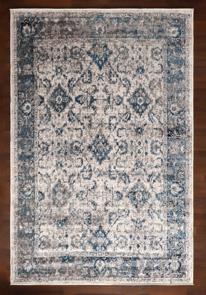 Turkish Light Green and Blue Traditional Rug