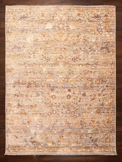 Turkish Golden Floral Vintage-Inspired Rug