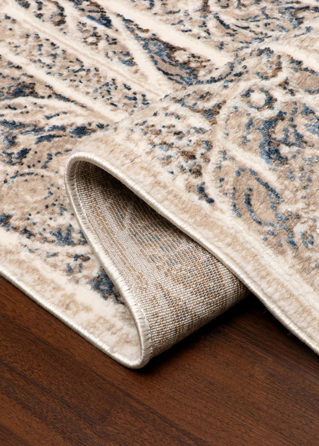 Turkish Beige Medallion Floral Border Rug