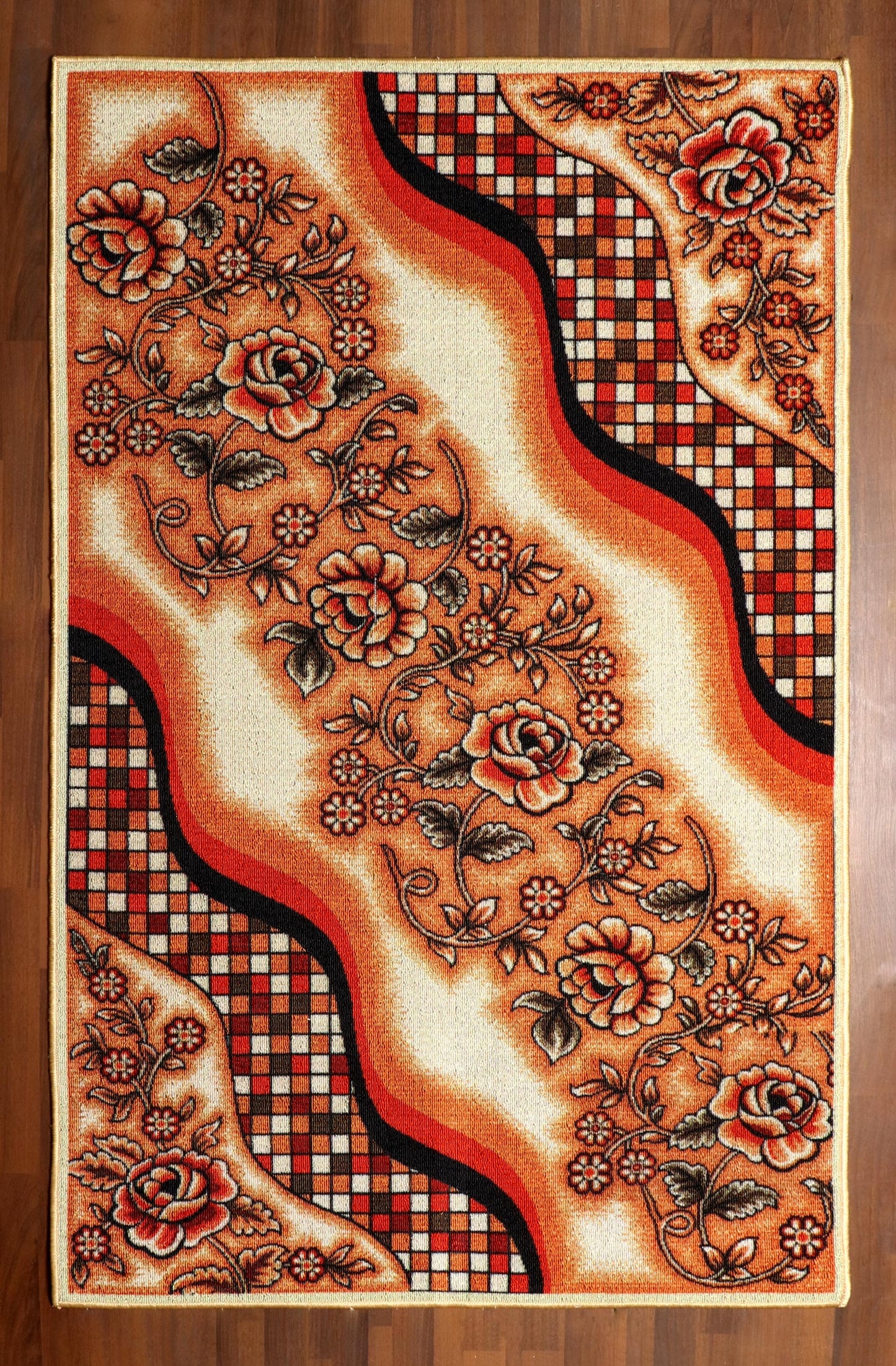 Swirling Elegance Multicolor Medallion Rug - Felt Backing