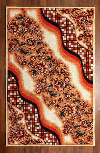 Swirling Elegance Multicolor Medallion Rug - Felt Backing
