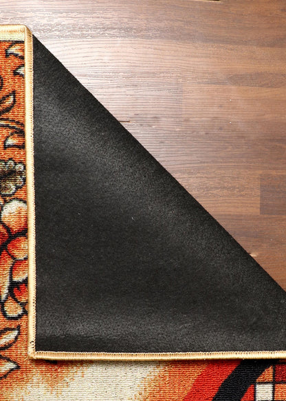 Swirling Elegance Multicolor Medallion Rug - Felt Backing