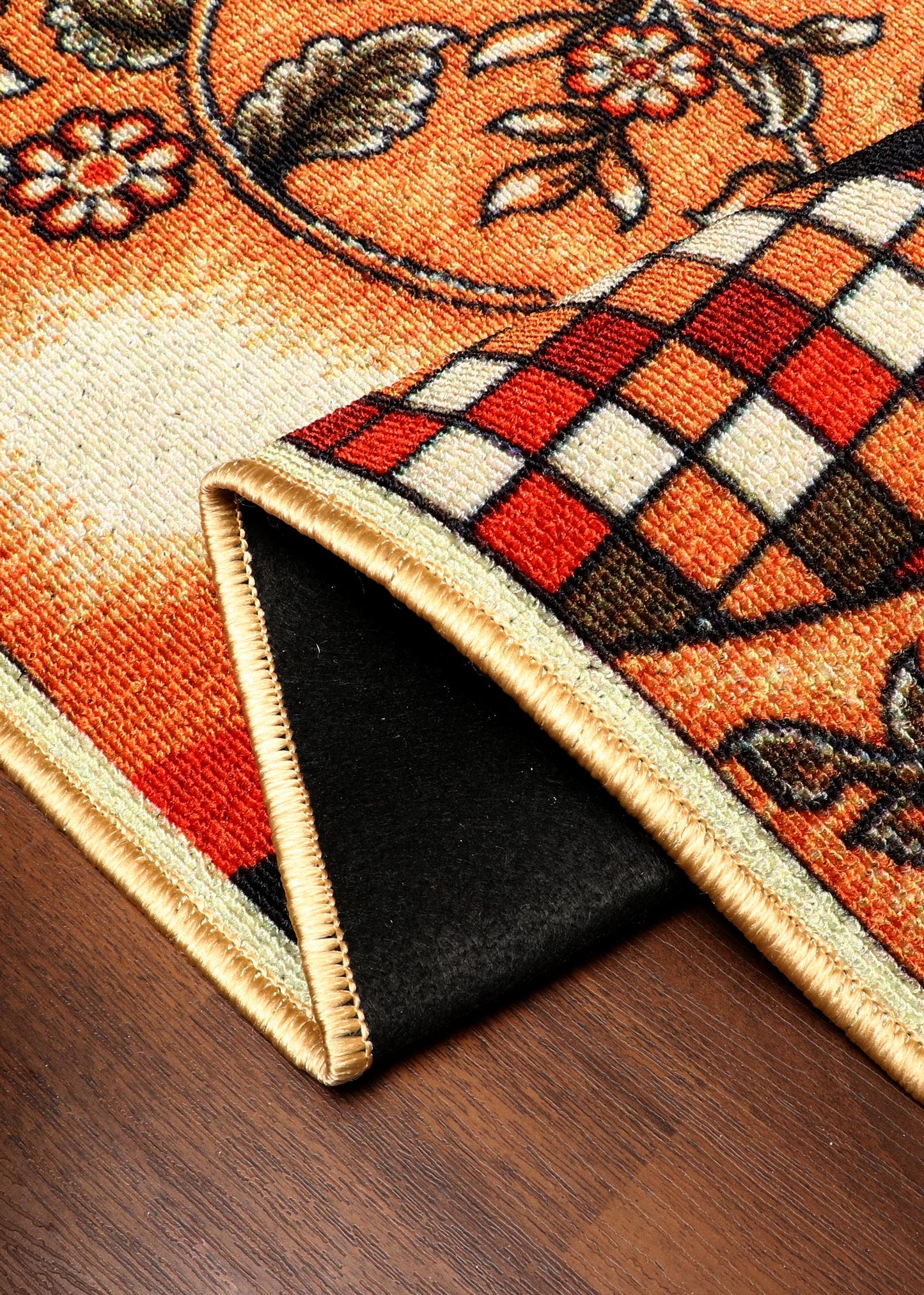 Swirling Elegance Multicolor Medallion Rug - Felt Backing