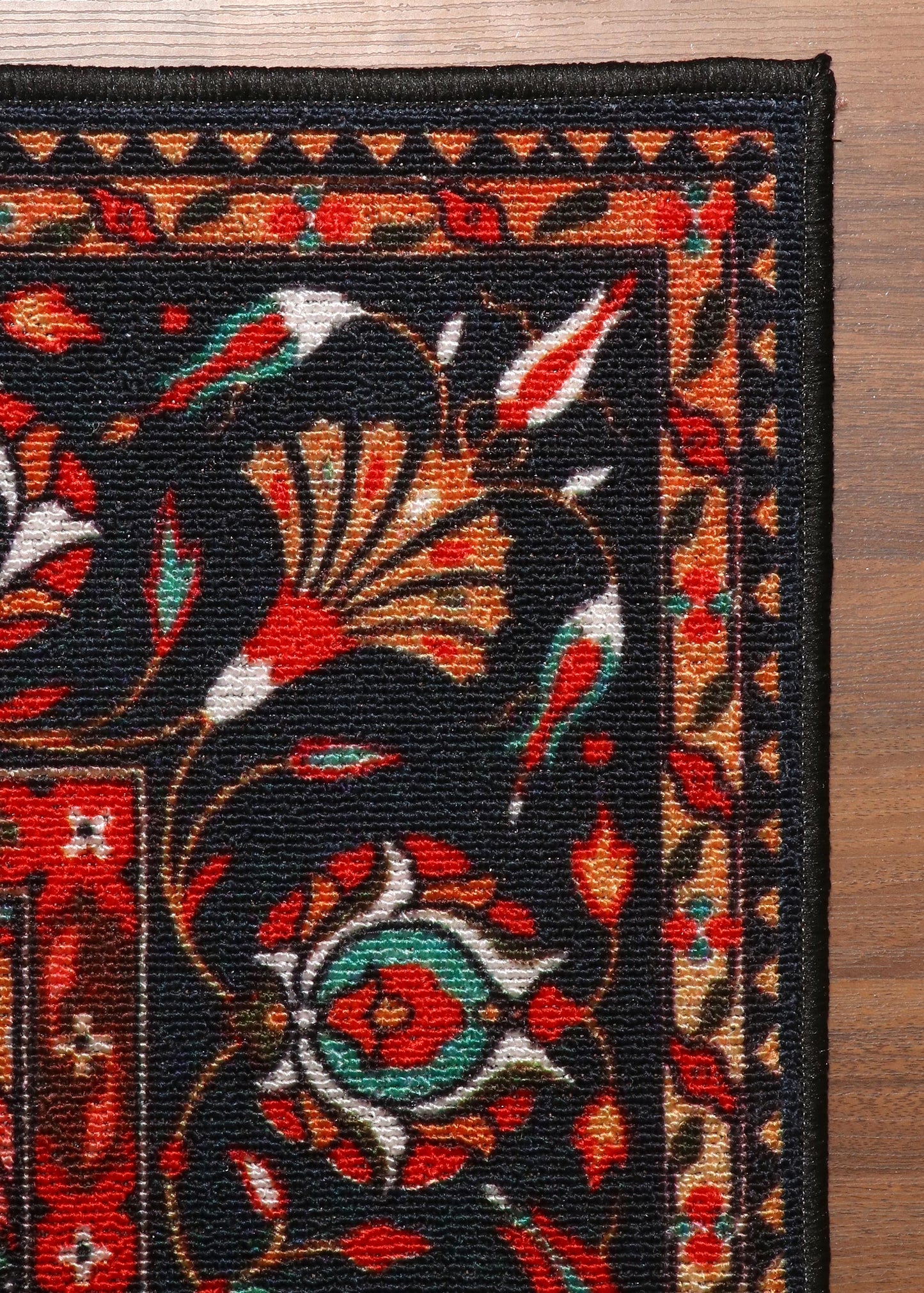 Bold Persian-Inspired Geometric Rug – Felt Backing