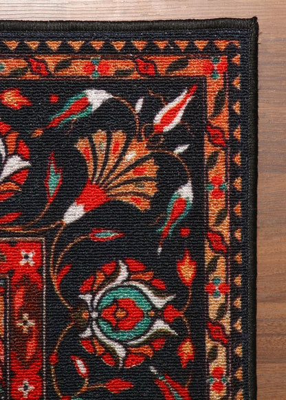 Bold Persian-Inspired Geometric Rug – Felt Backing
