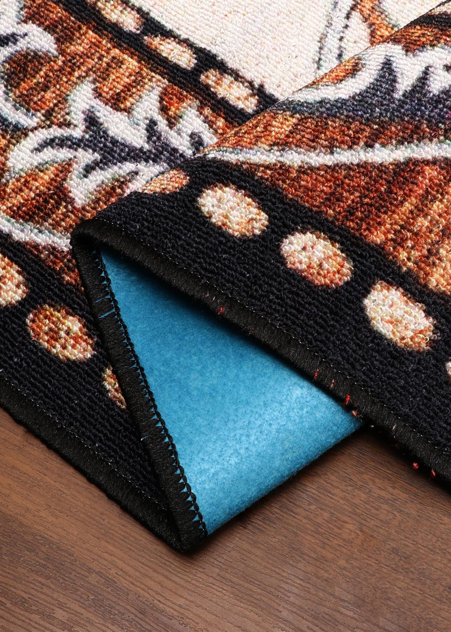 Classic Botanical Beige and Brown Rug - Felt Backing