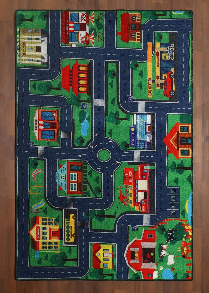 Vibrant City Life Play Rug for Kids