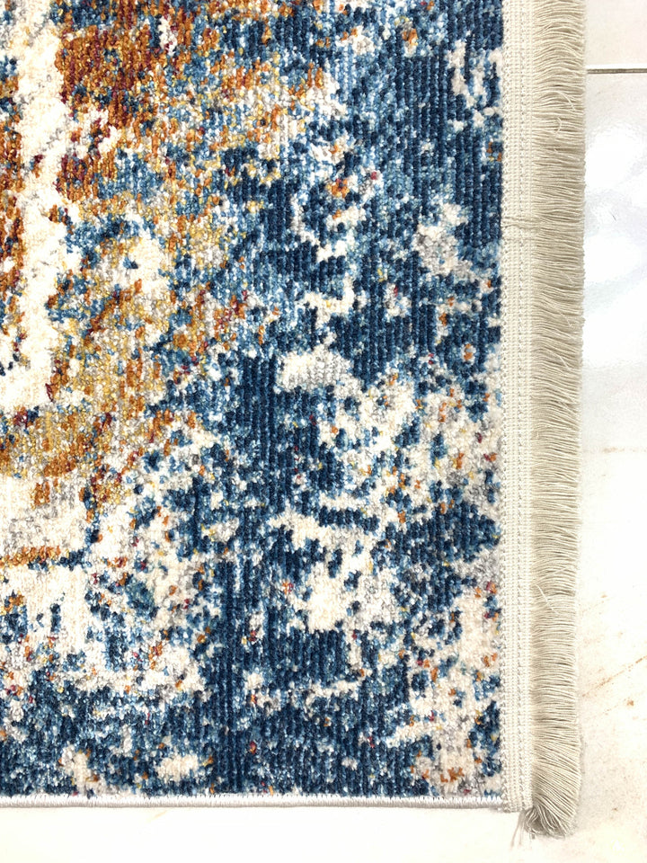Azure Gold Abstract Fusion Turkish Rug