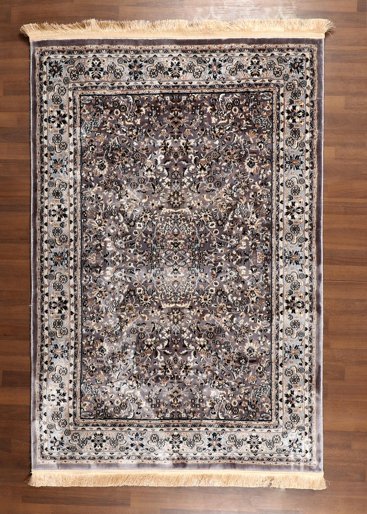 Ornate Persian Floral Area Rug with Fringe