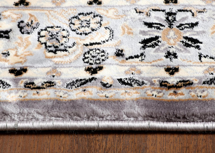 Ornate Persian Floral Area Rug with Fringe