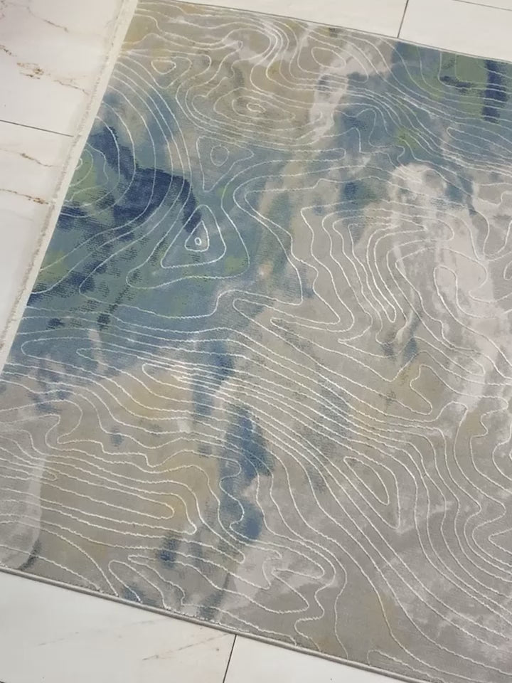 Azure Marble Swirl Rug