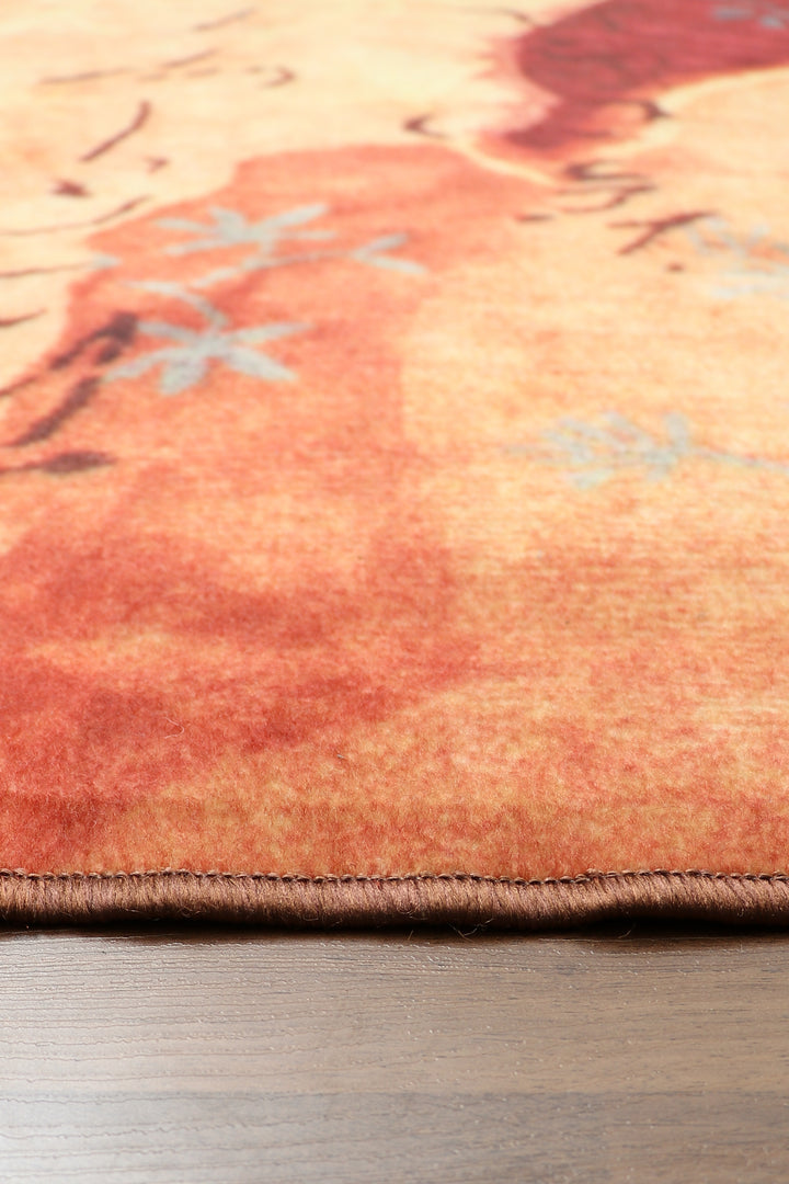 Beige Red And Multicolor Abstract Chinese Print Rug