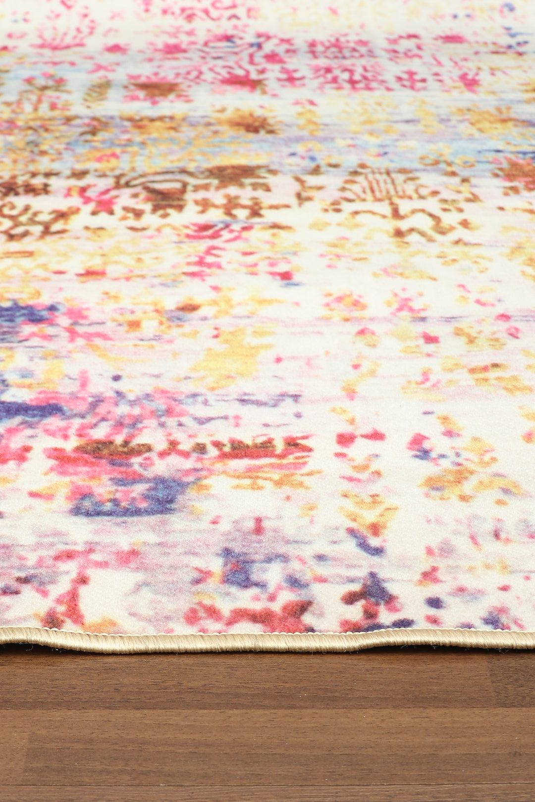 Multi Color Abstract Print Rectangle Non Woven Rug with Non Slip TPR Backing For Everyday Use