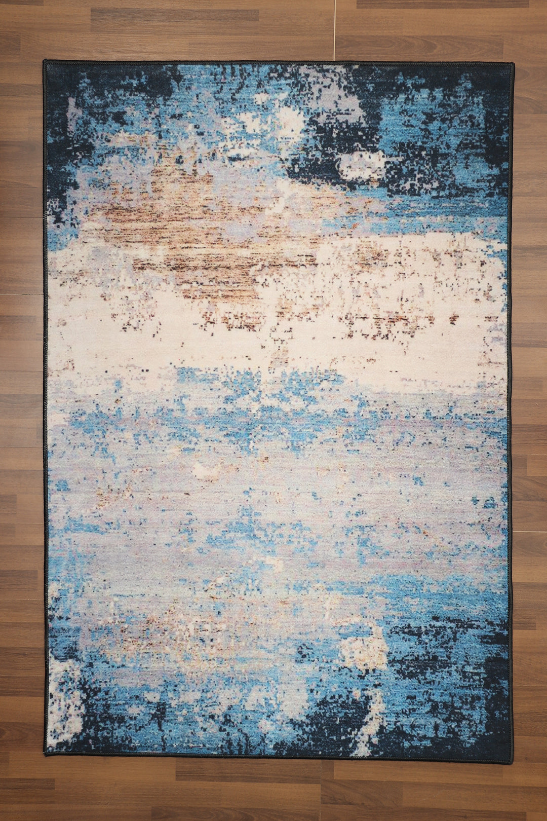 Multi Color Abstrac Print Rectangle Non Woven Rug with Non Slip TPR Backing For Everyday Use