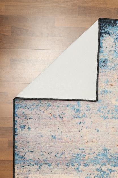 Modern Blue Beige Multi Color Abstract Print Rug