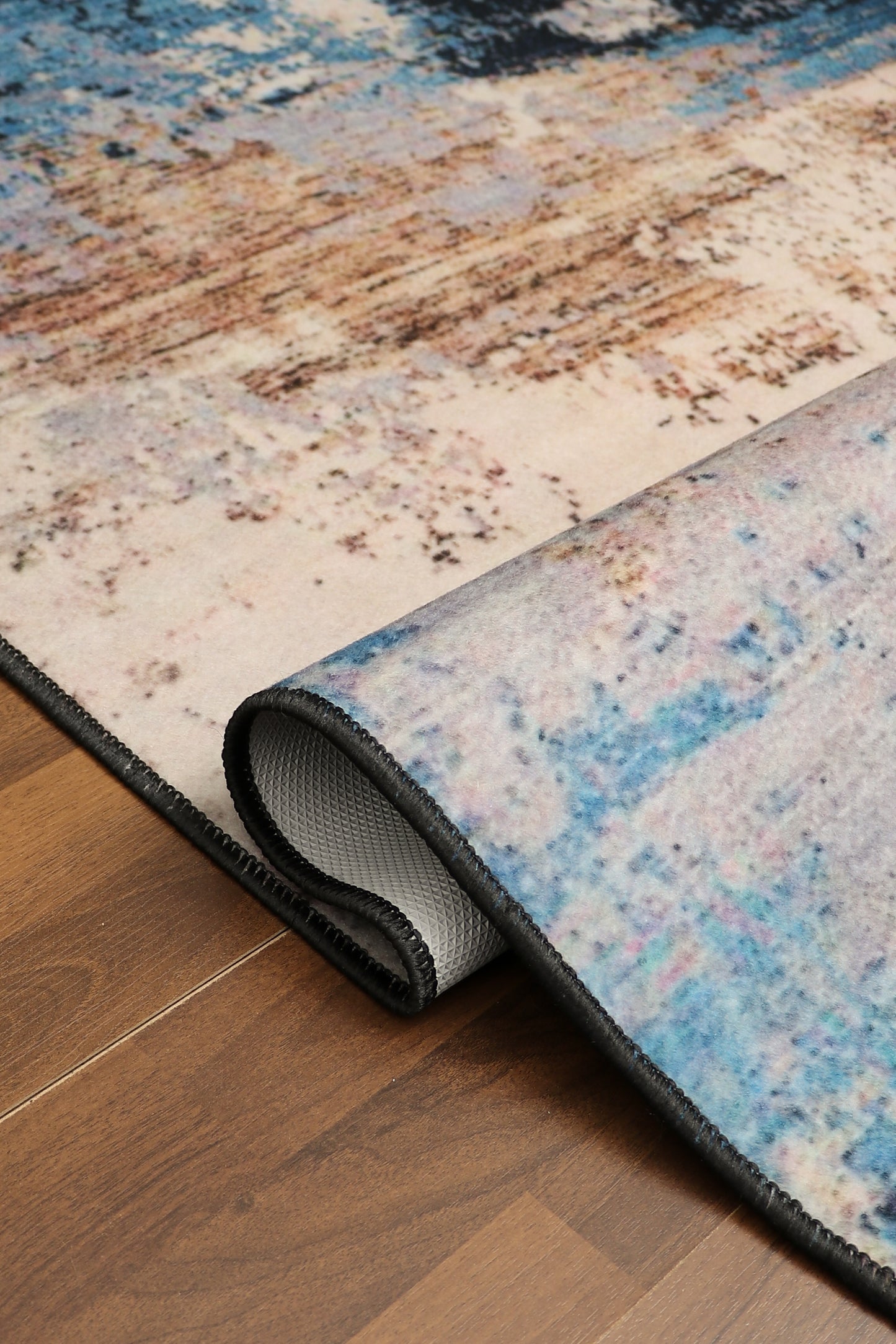 Modern Blue Beige Multi Color Abstract Print Rug