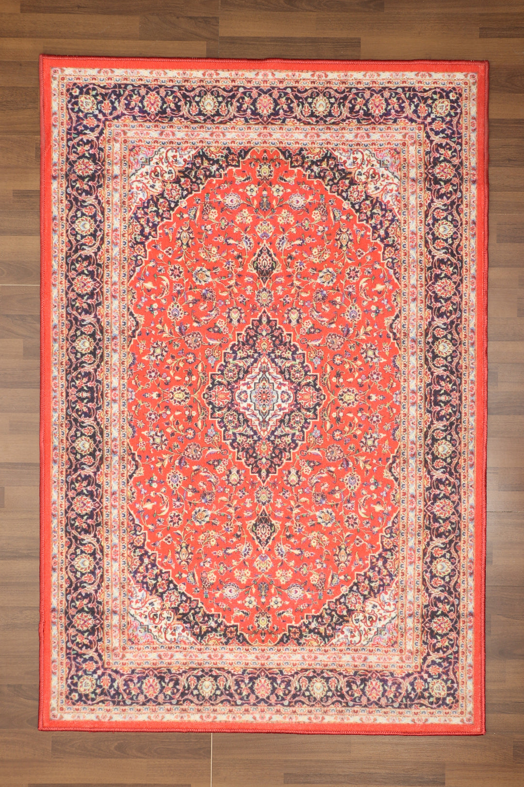 Red With Multi Color Medallion Print Rug