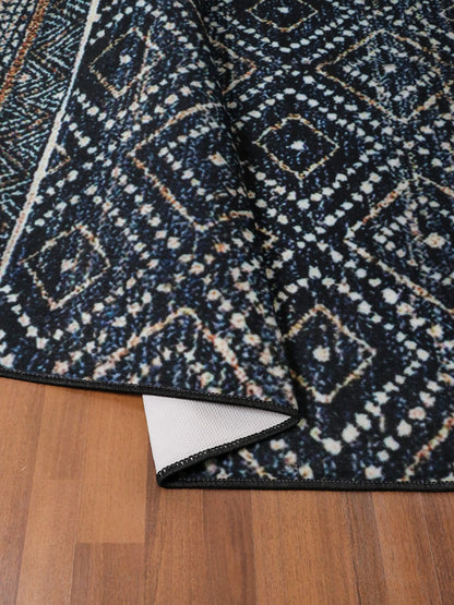 Black with Beige Killim Print Rug