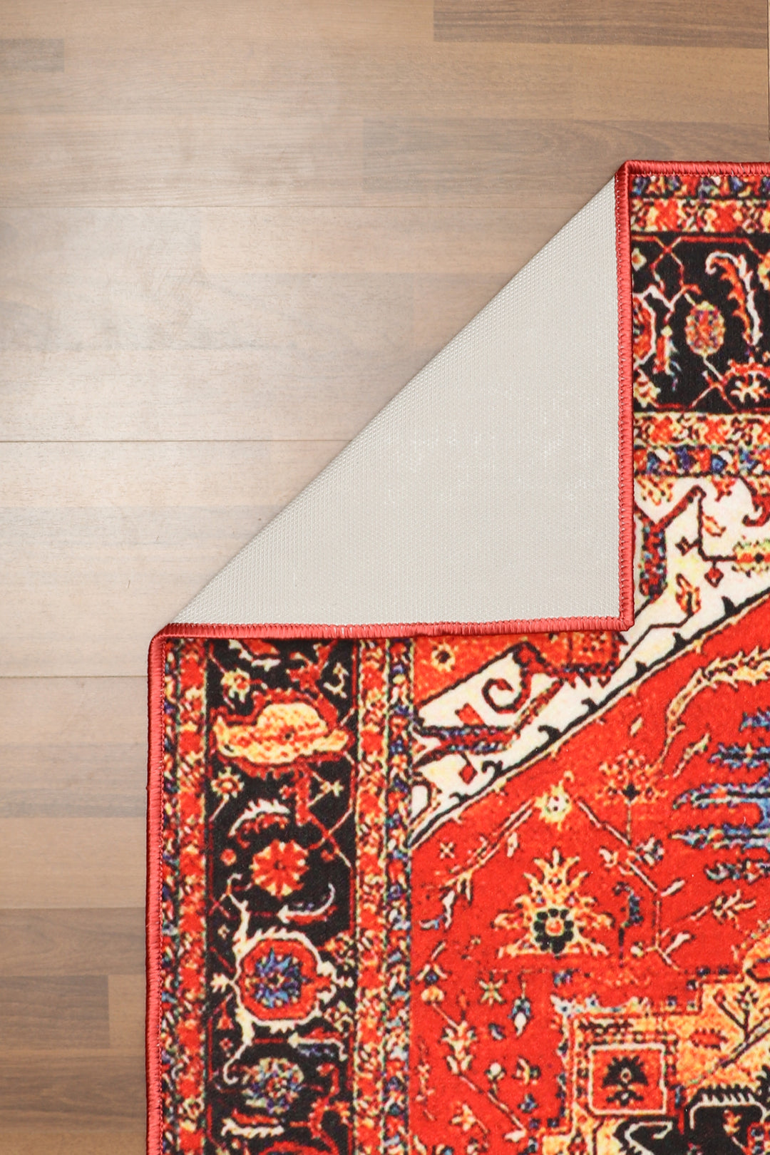 Red With Multi Color Medallion Print Rug